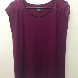 Ann Taylor Lace Detail Cap Sleeve Tops